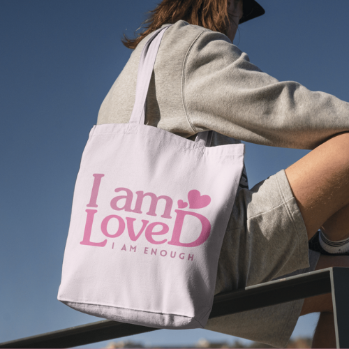 Inspirational Cotton Canvas Tote Bag - "I am Loved, I Am Enough"