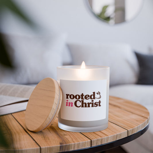 Rooted in Christ 11oz Frosted Glass Candle