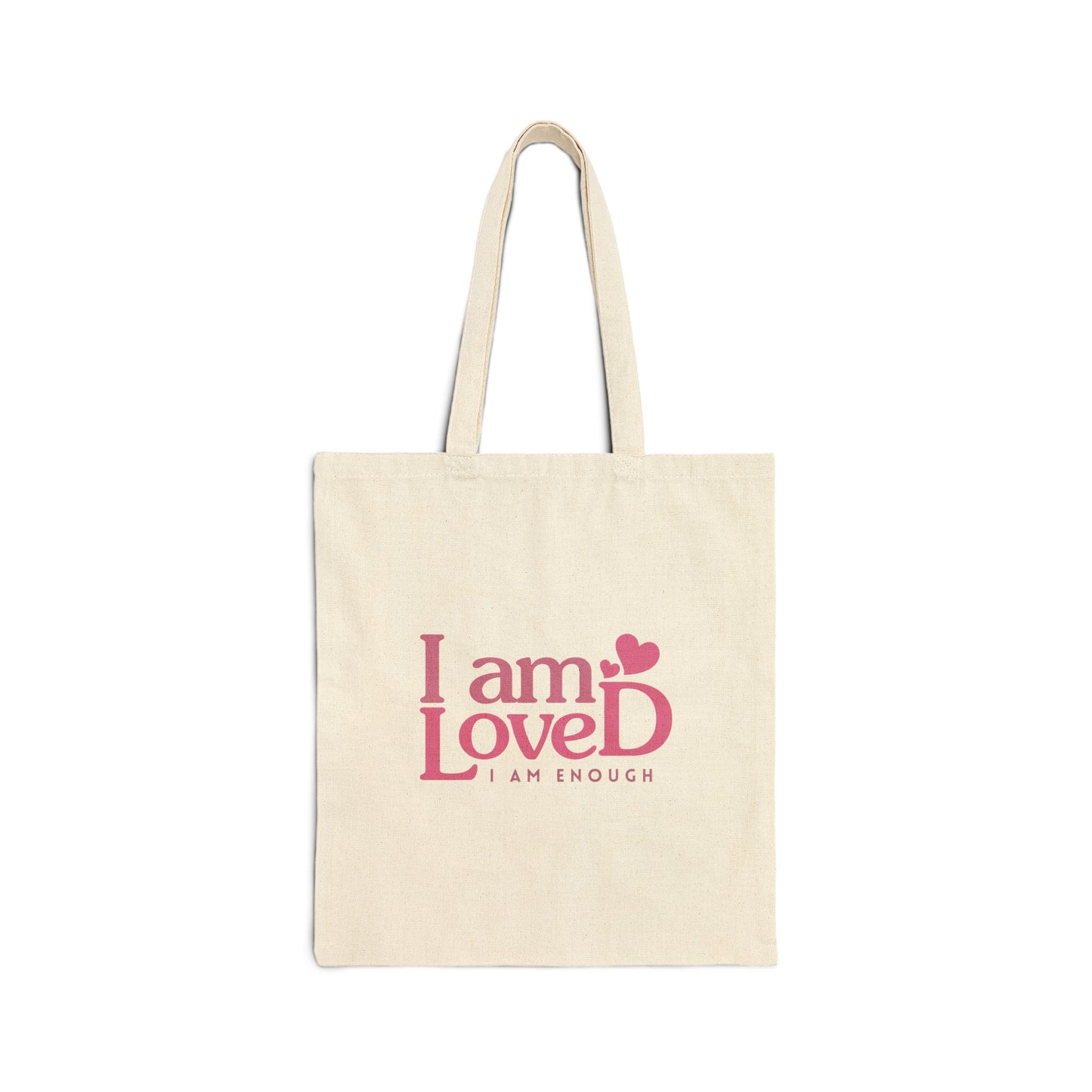 Inspirational Cotton Canvas Tote Bag - "I am Loved, I Am Enough"