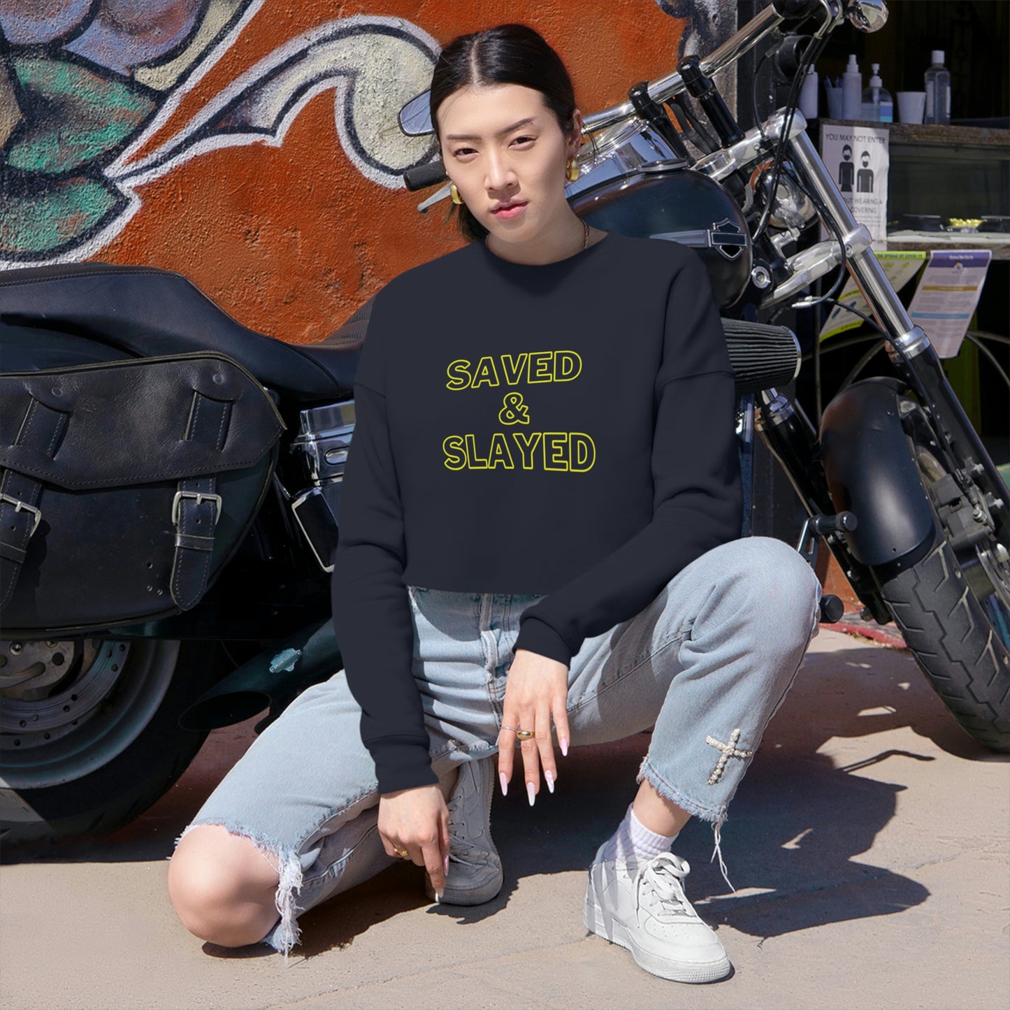 Saved and Slayed Women's Cropped Sweatshirt