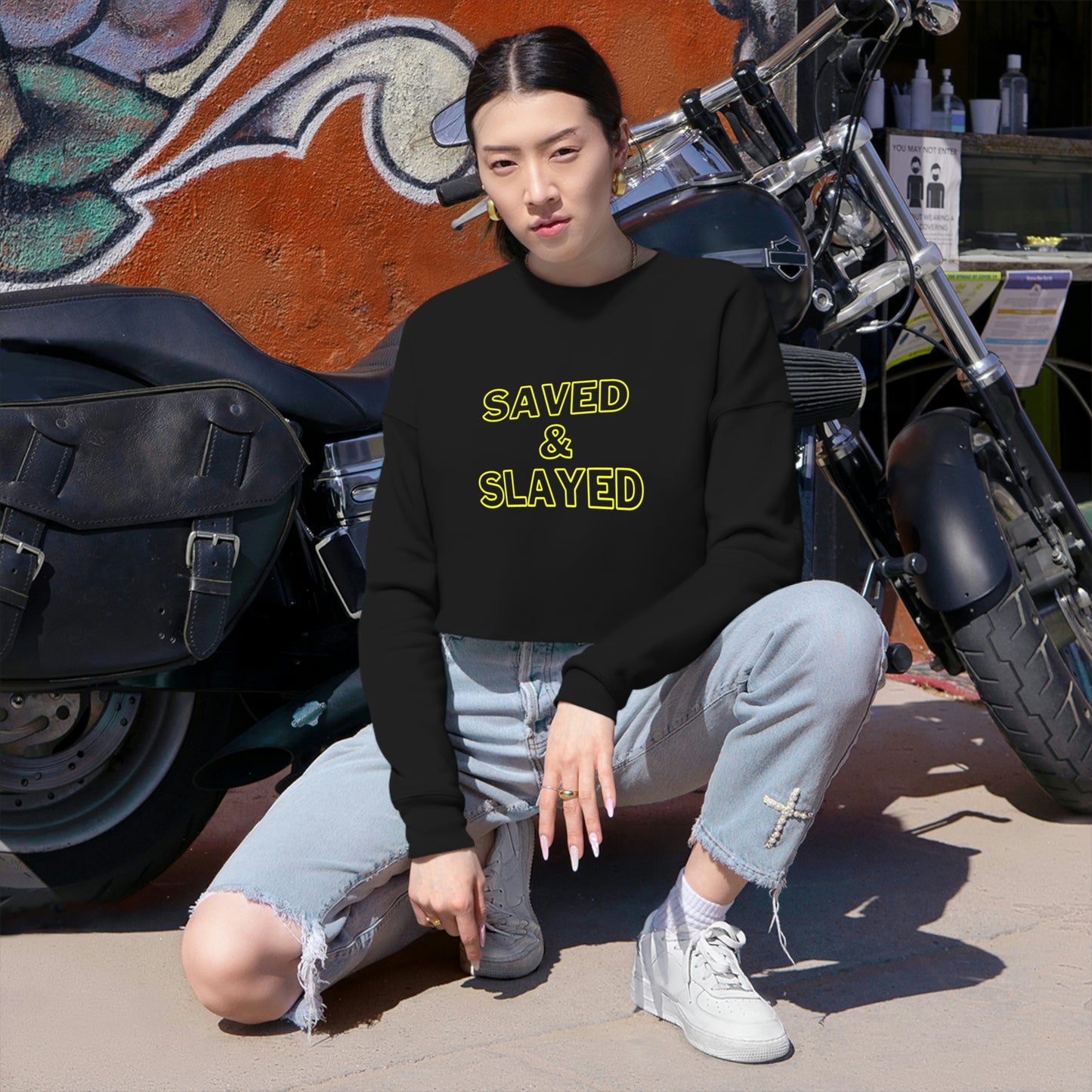 Saved and Slayed Women's Cropped Sweatshirt