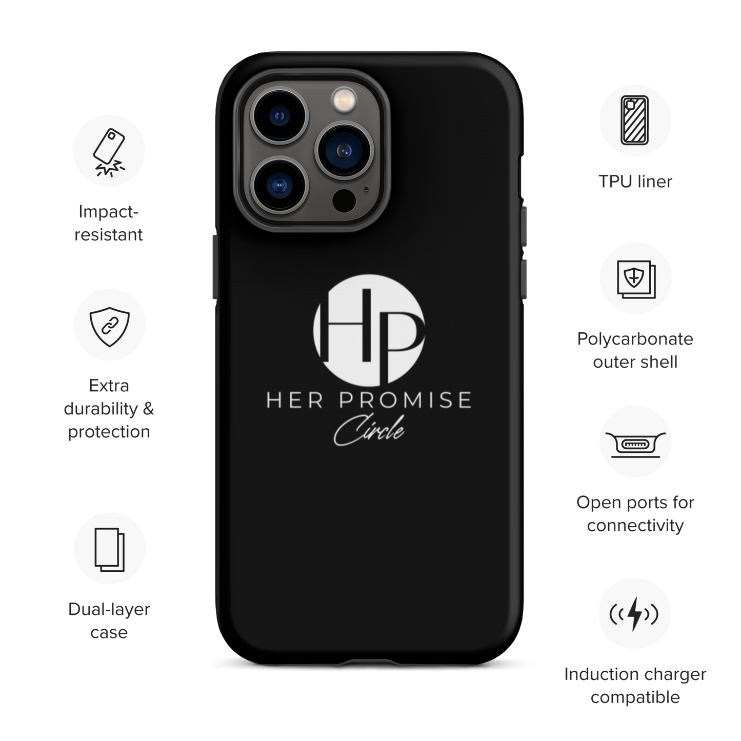 Her Promise Circle Black iPhone case