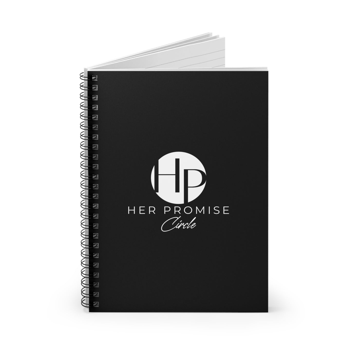 Her Promise Circle Spiral Notebook — Black Logo Ruled Journal