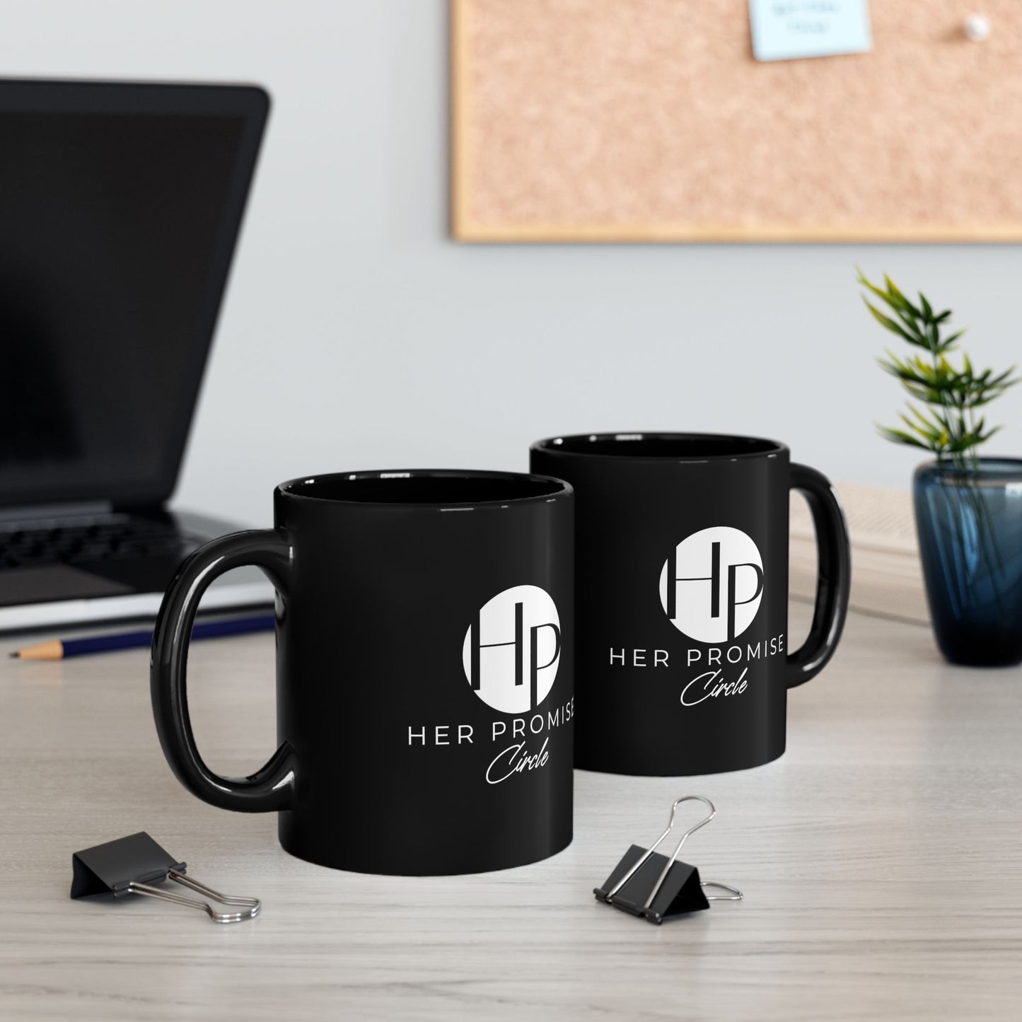 Her Promise Circle Black Coffee Mug – 11oz/15oz Logo Drinkware