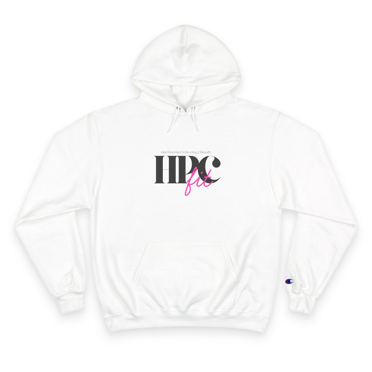 HPC FIT Champion Hoodie — HBCU Femme Graphic Hoodie (white, pink & black)