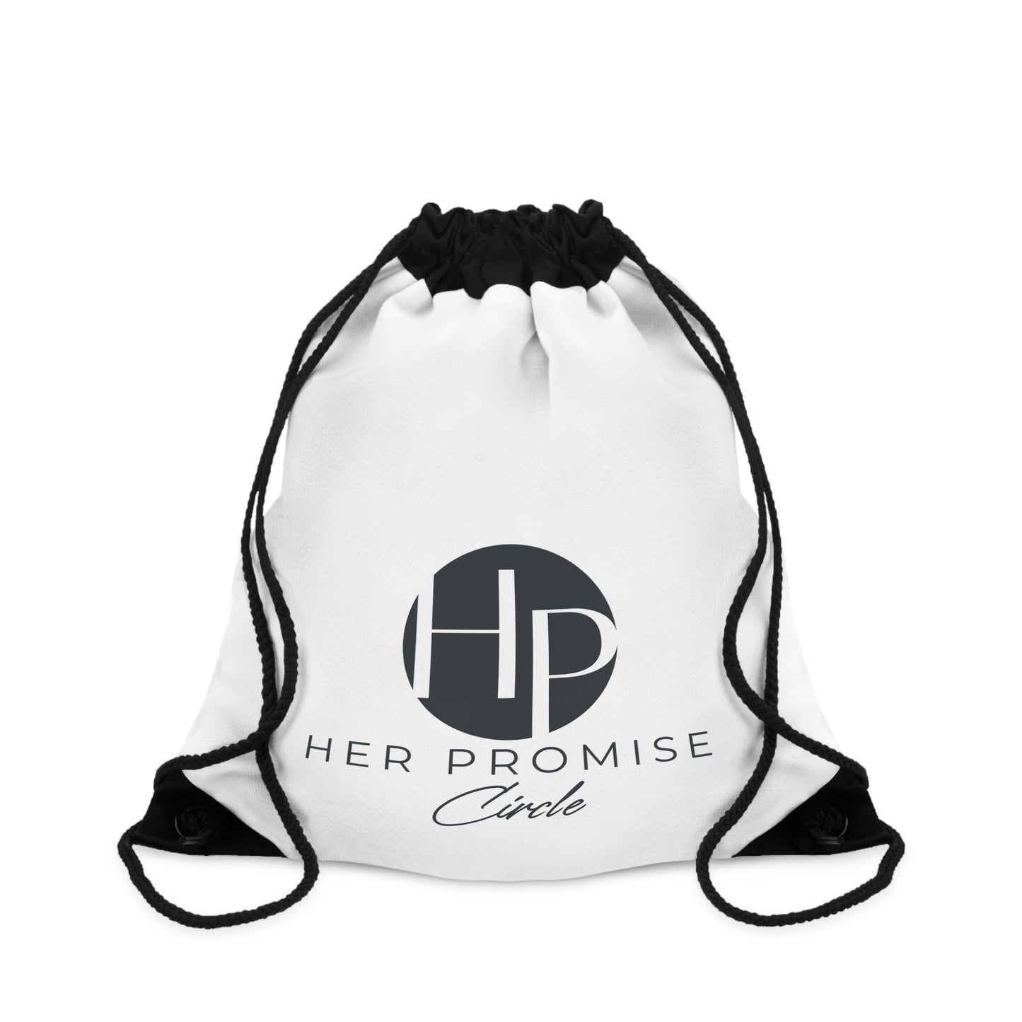 Her Promise Circle Drawstring Bag — Branded Logo Gym & Event Tote