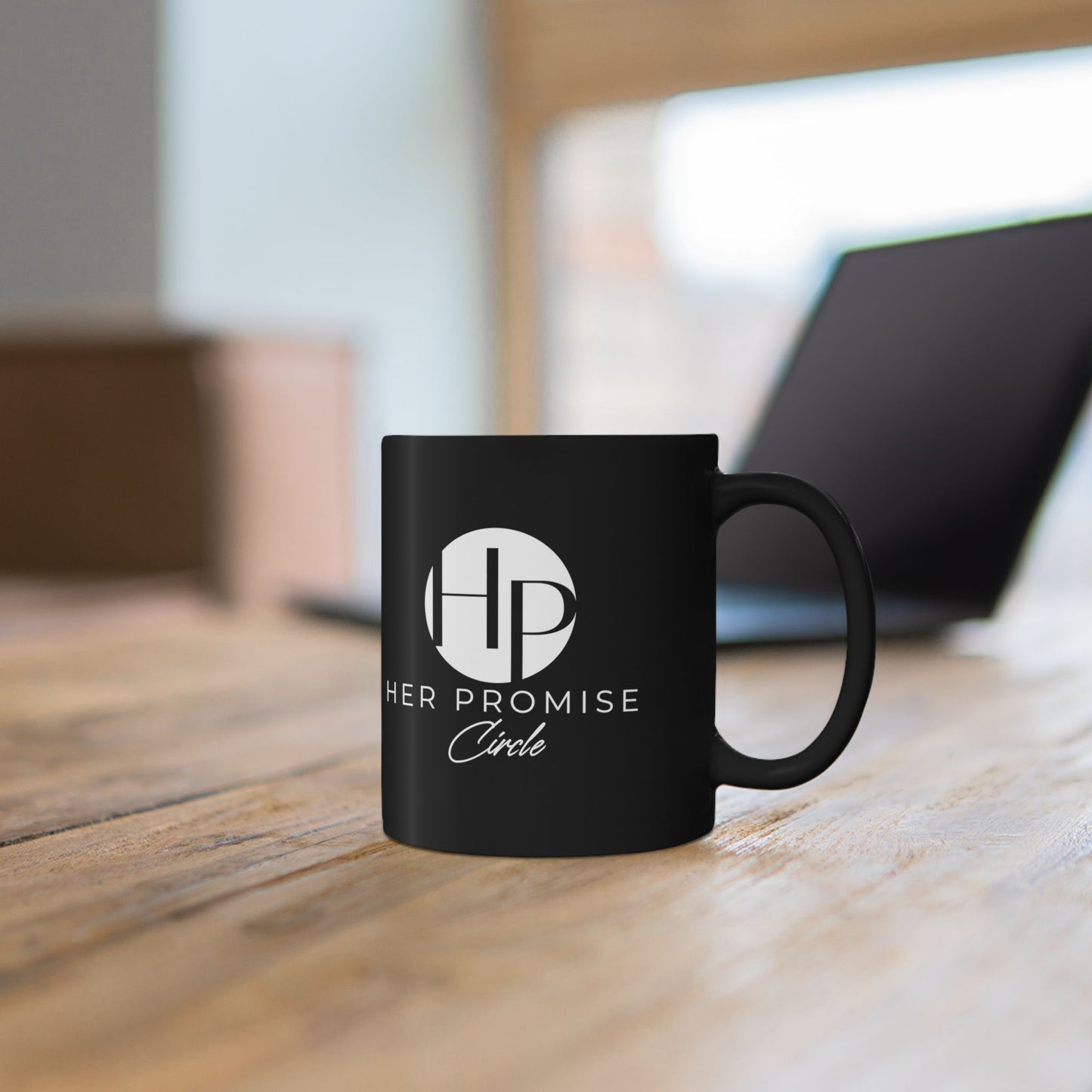 Her Promise Circle Black Coffee Mug – 11oz/15oz Logo Drinkware
