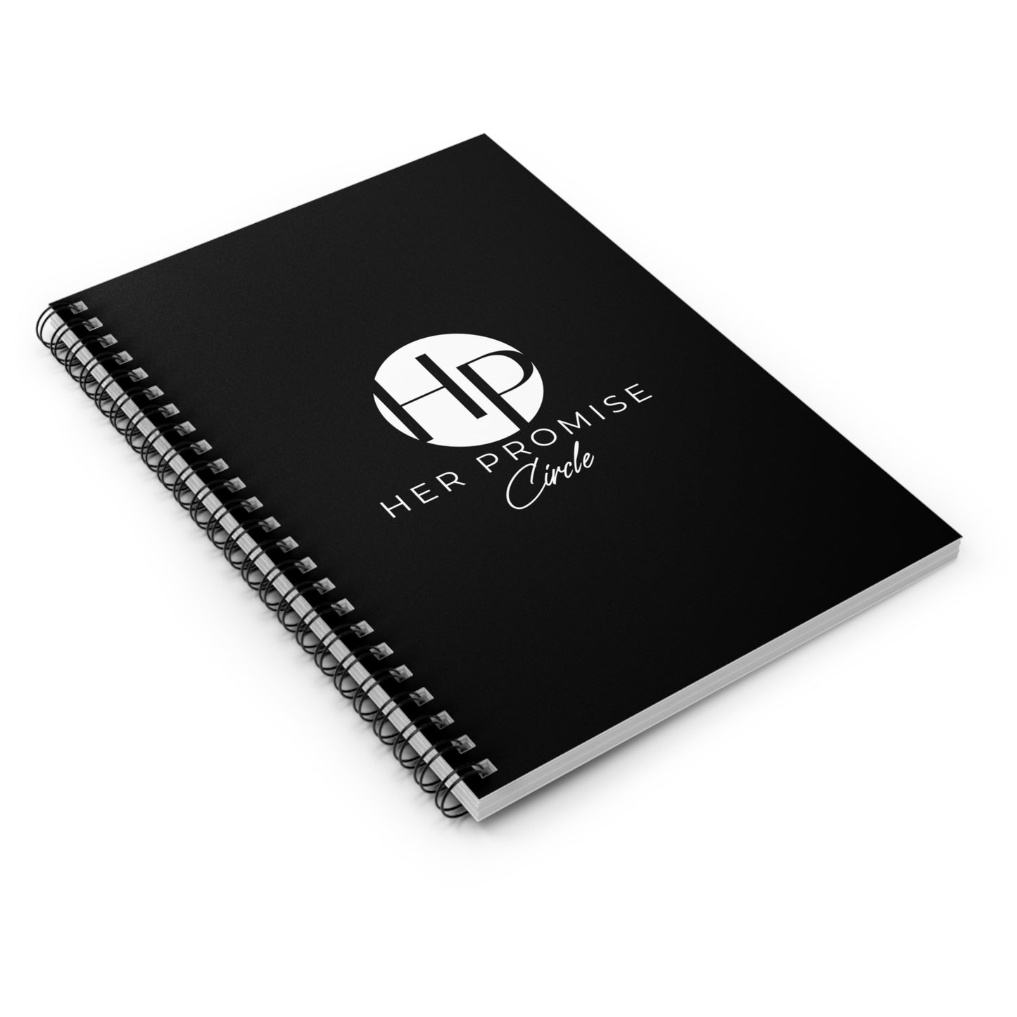 Her Promise Circle Spiral Notebook — Black Logo Ruled Journal