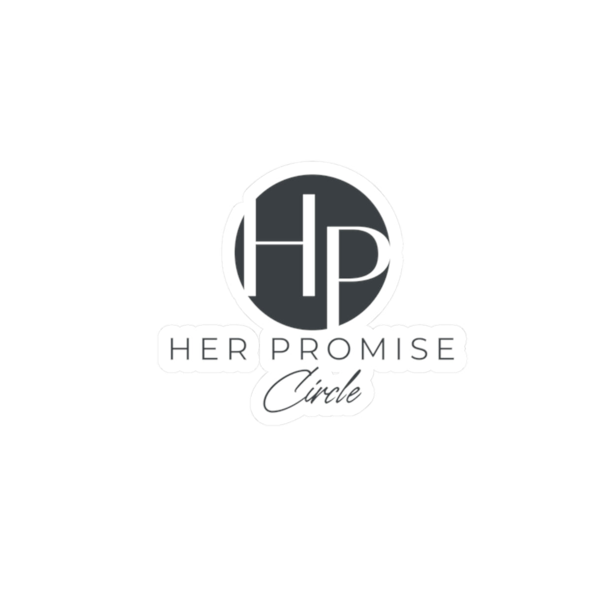 Her Promise Circle Logo Kiss-Cut Sticker — Minimal Monogram Laptop Decal