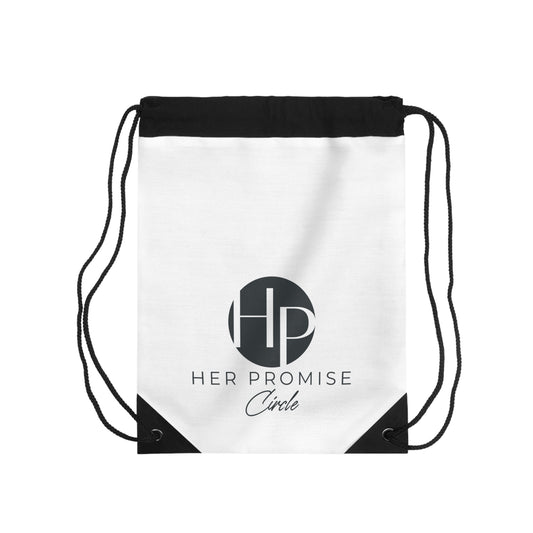 Her Promise Circle Drawstring Bag — Branded Logo Gym & Event Tote