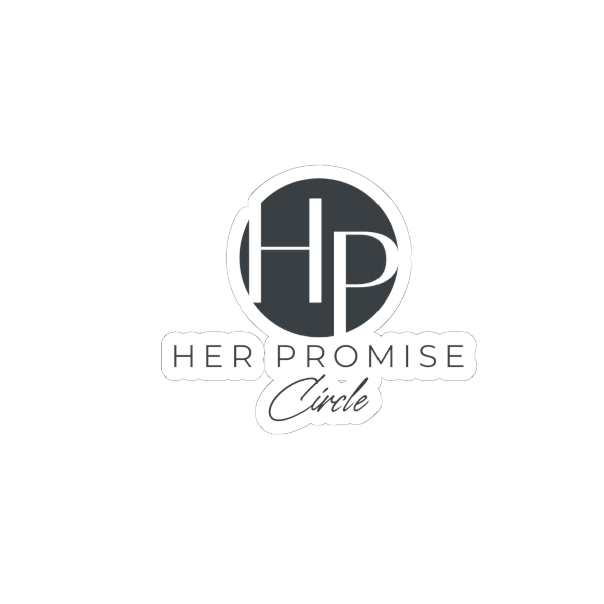 Her Promise Circle Logo Kiss-Cut Sticker — Minimal Monogram Laptop Decal
